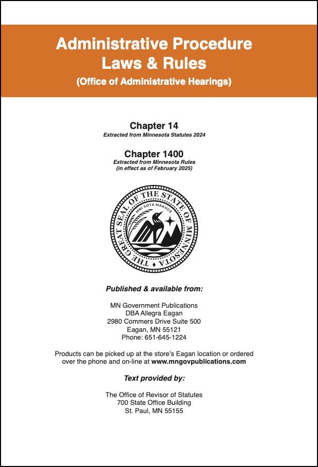 Administrative Procedures Laws & Rules – MN Government Publications